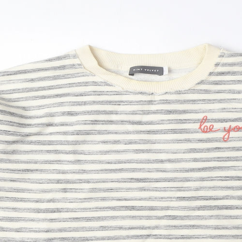 Mint Velvet Womens Grey Striped Cotton Pullover Sweatshirt Size 12 Pullover - Be You