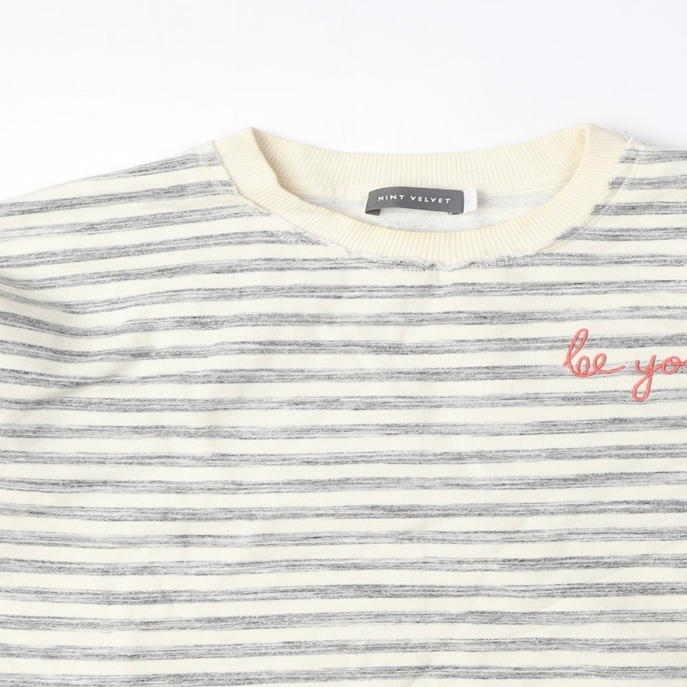 Mint Velvet Womens Grey Striped Cotton Pullover Sweatshirt Size 12 Pullover - Be You