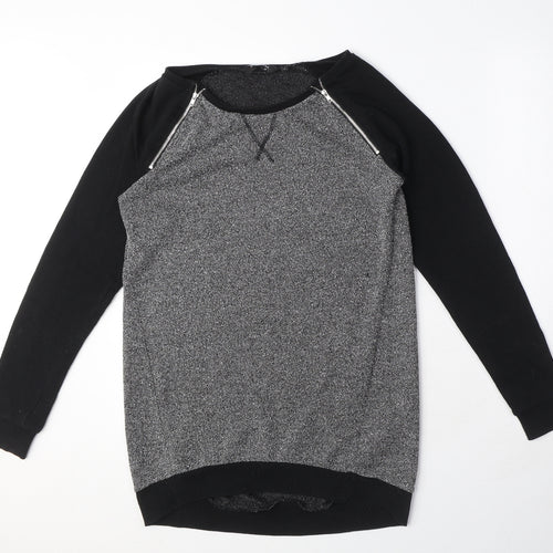 New Look Womens Grey Polyester Pullover Sweatshirt Size 8 Pullover - Zip Detail