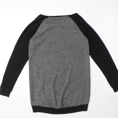 New Look Womens Grey Polyester Pullover Sweatshirt Size 8 Pullover - Zip Detail