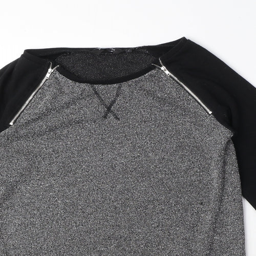 New Look Womens Grey Polyester Pullover Sweatshirt Size 8 Pullover - Zip Detail