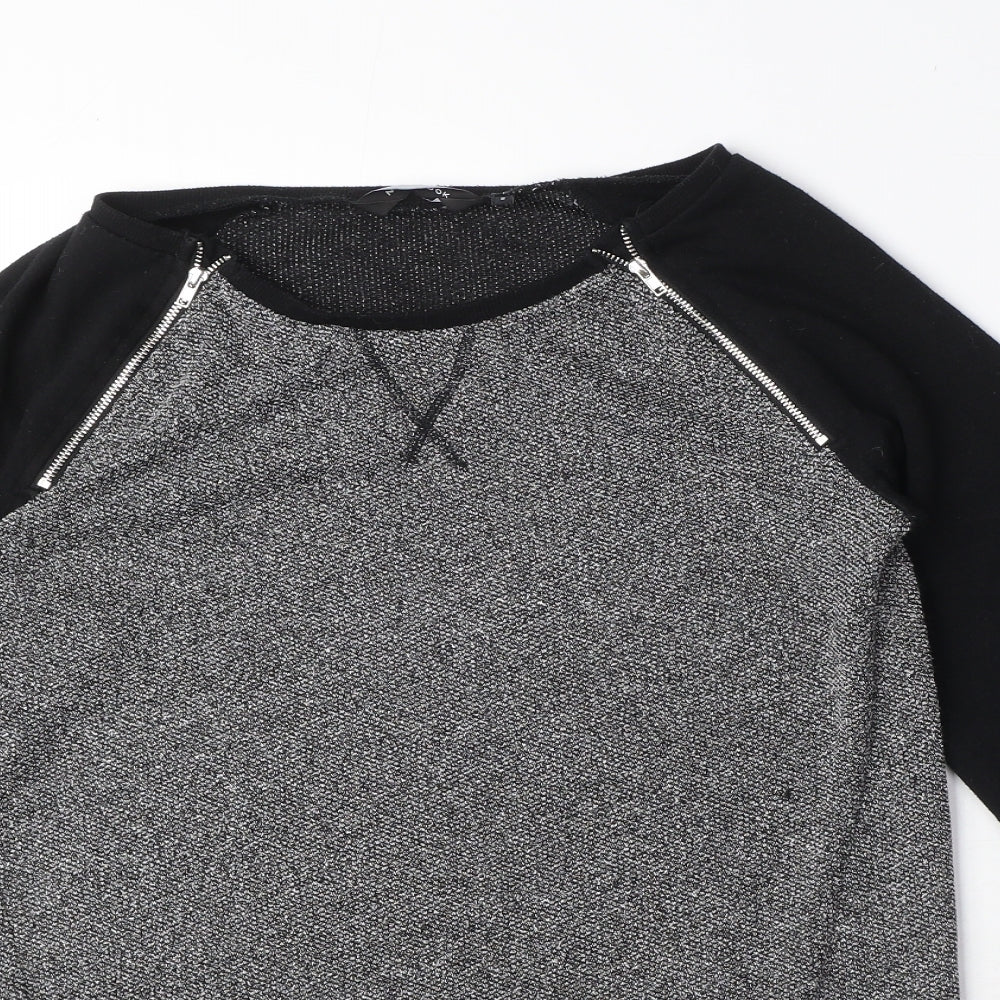 New Look Womens Grey Polyester Pullover Sweatshirt Size 8 Pullover - Zip Detail
