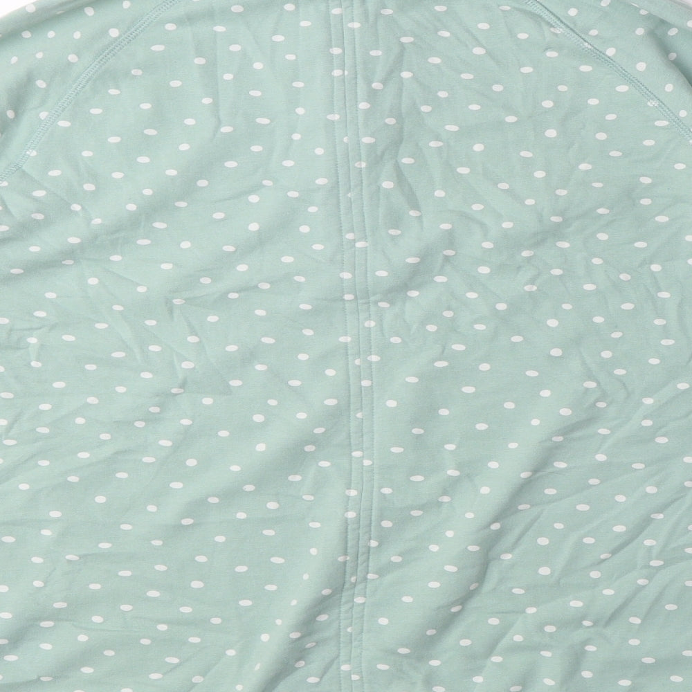 Bella Di Notte Womens Green Polka Dot Cotton Pullover Sweatshirt Size 14 Button