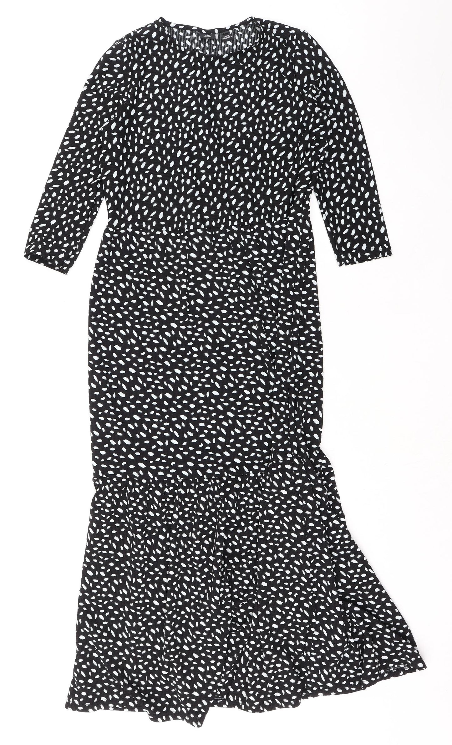 River Island Womens Black Geometric Polyester A-Line Size 8 Round Neck Pullover