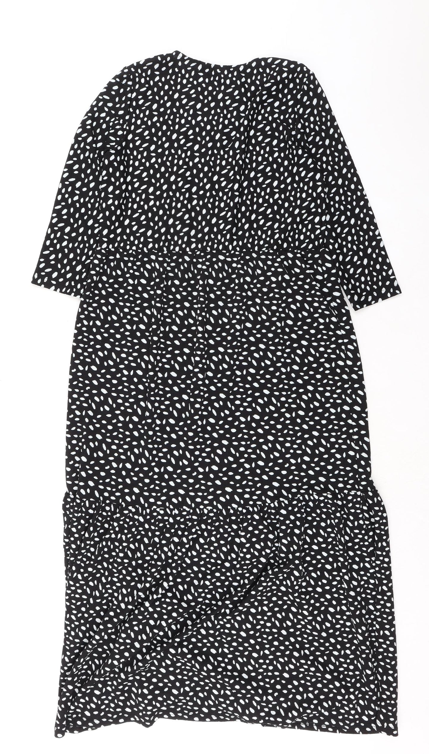 River Island Womens Black Geometric Polyester A-Line Size 8 Round Neck Pullover