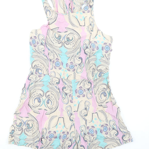 Be Beau Womens Multicoloured Geometric 100% Viscose Playsuit One-Piece Size 14 Zip