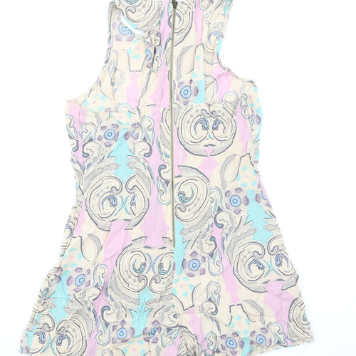 Be Beau Womens Multicoloured Geometric 100% Viscose Playsuit One-Piece Size 14 Zip