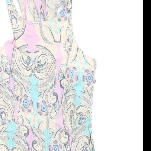 Be Beau Womens Multicoloured Geometric 100% Viscose Playsuit One-Piece Size 14 Zip