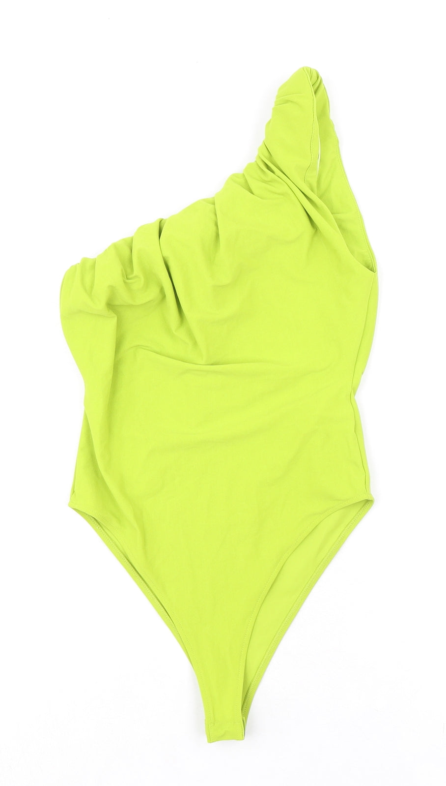 Zara Womens Green Polyester Bodysuit One-Piece Size S Snap - Ruched Neckline