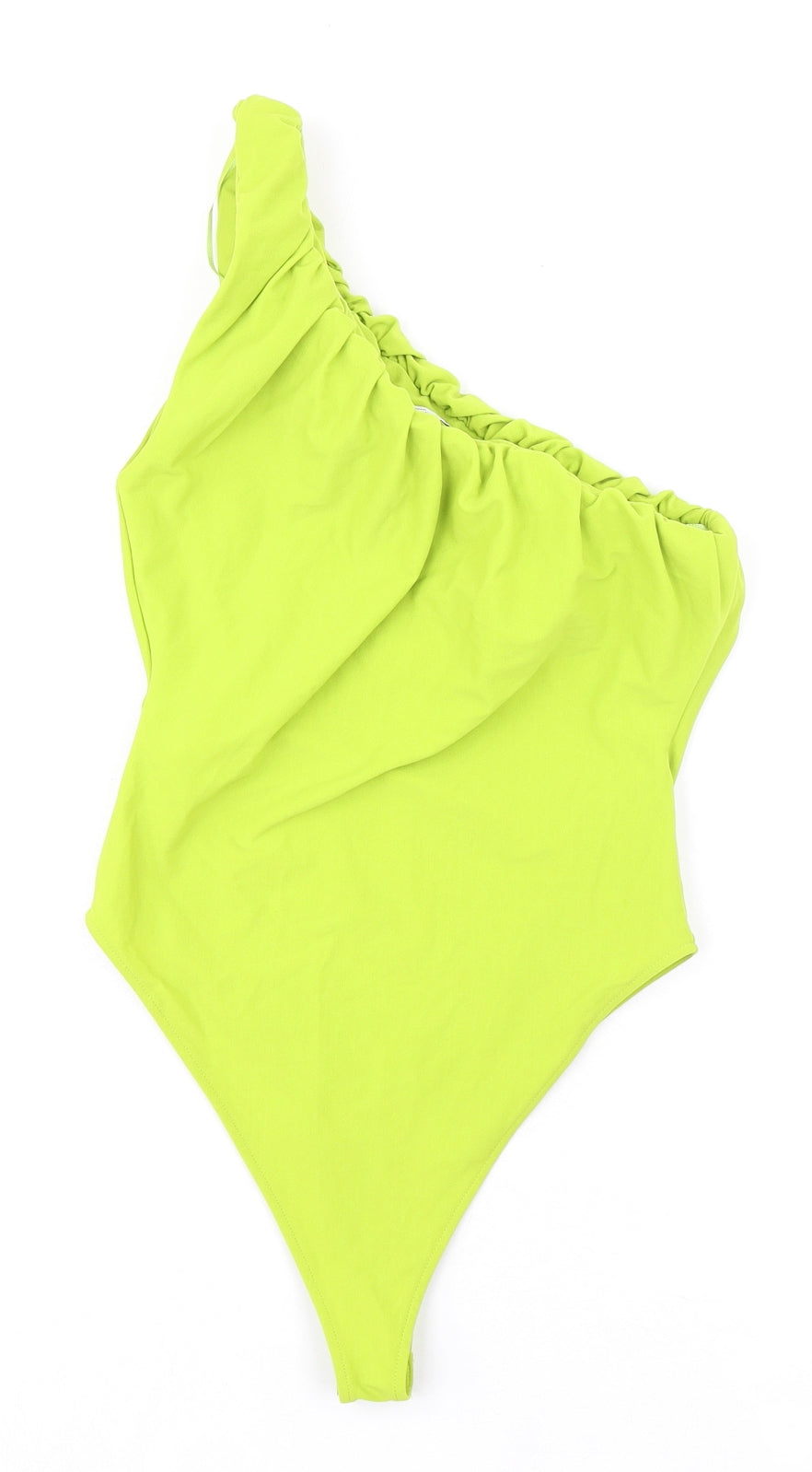 Zara Womens Green Polyester Bodysuit One-Piece Size S Snap - Ruched Neckline