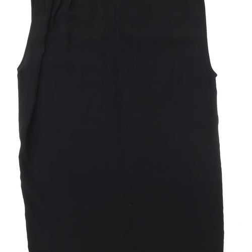 mbyM Womens Black Polyester A-Line Size XS Round Neck Button