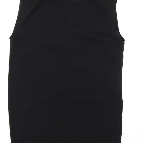 mbyM Womens Black Polyester A-Line Size XS Round Neck Button