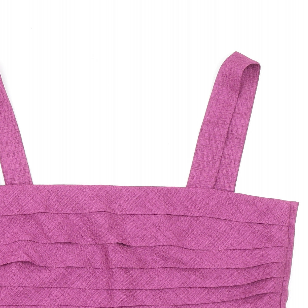 Jacques Vert Womens Pink Polyester Cropped Tank Size 20 Square Neck