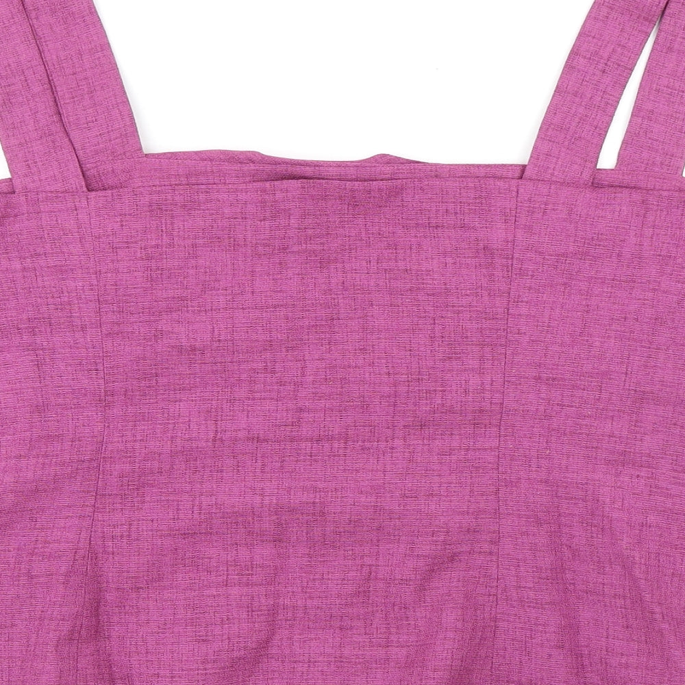 Jacques Vert Womens Pink Polyester Cropped Tank Size 20 Square Neck