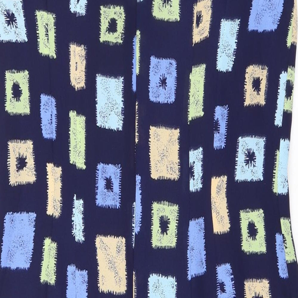 Jon Stevens Womens Blue Geometric Polyester Bodycon Size 16 Round Neck Zip