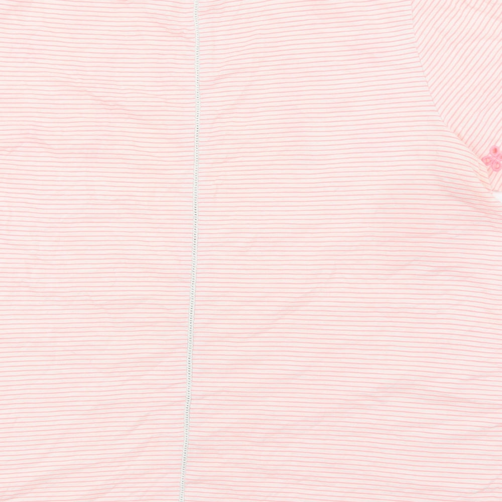 NEXT Womens Pink Striped Chlorofibre Basic T-Shirt Size 16 Round Neck