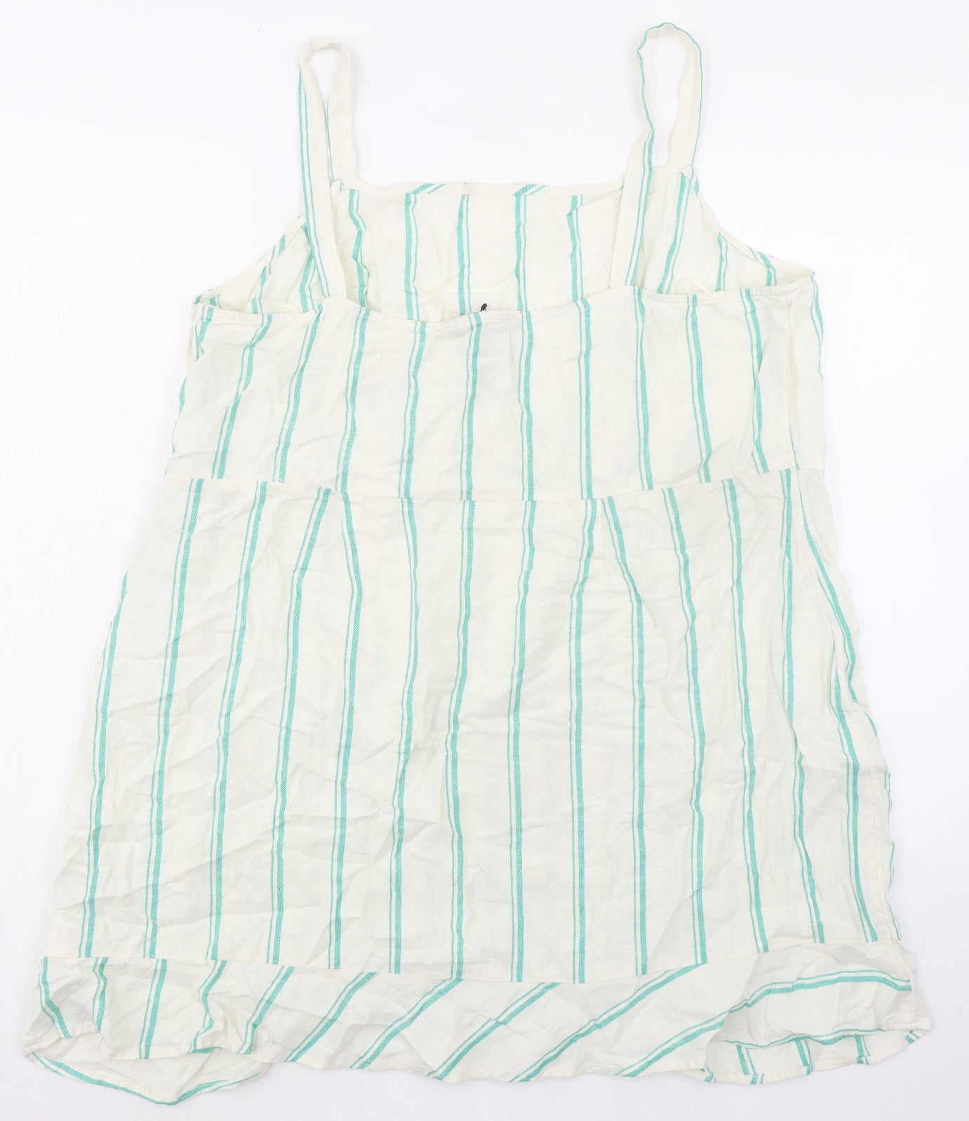 Marks and Spencer Womens Ivory Striped Flax A-Line Size 22 Square Neck Pullover