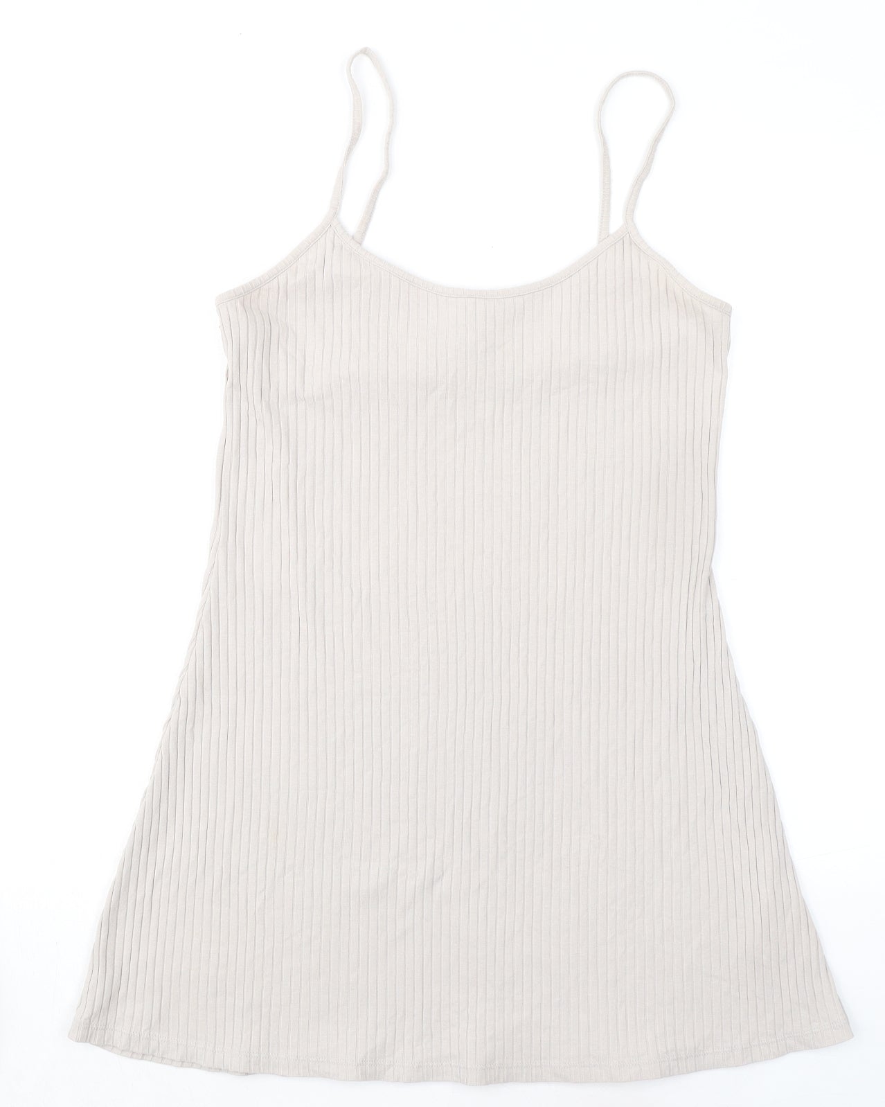 H&M Womens Beige Cotton A-Line Size M Round Neck Pullover - Ribbed