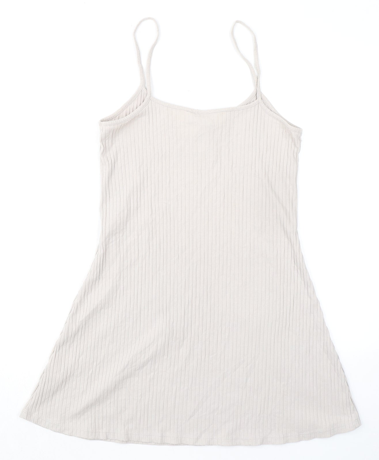 H&M Womens Beige Cotton A-Line Size M Round Neck Pullover - Ribbed