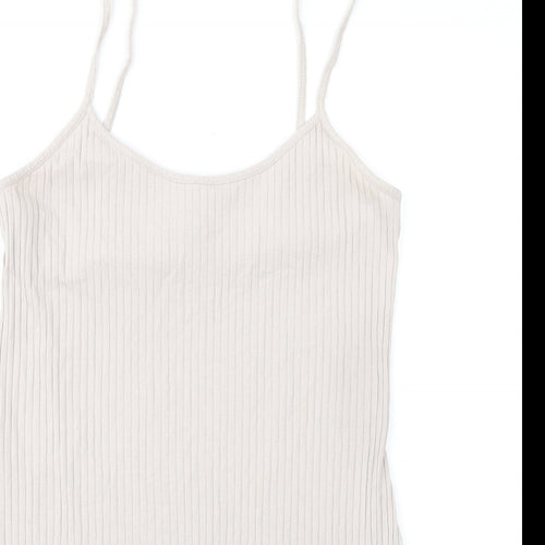 H&M Womens Beige Cotton A-Line Size M Round Neck Pullover - Ribbed