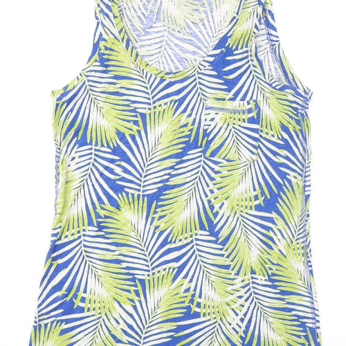 M&Co Womens Multicoloured Geometric Modal Basic Tank Size 8 Scoop Neck - Leaf Print