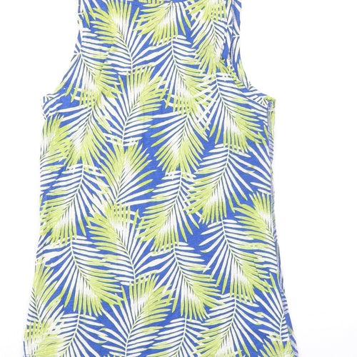 M&Co Womens Multicoloured Geometric Modal Basic Tank Size 8 Scoop Neck - Leaf Print