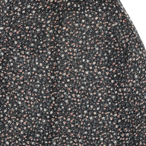 Cameo Rose Womens Black Floral Polyester Basic Button-Up Size 10 Collared