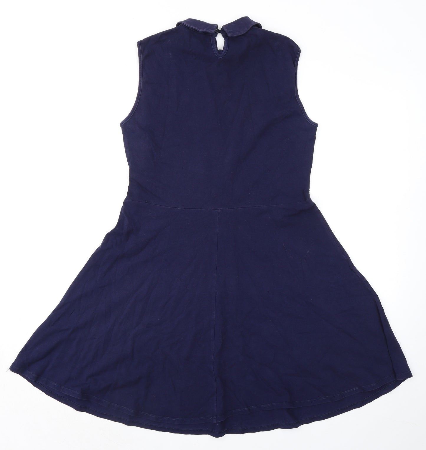 Dorothy Perkins Womens Blue Cotton Skater Dress Size 16 Collared Button - lac