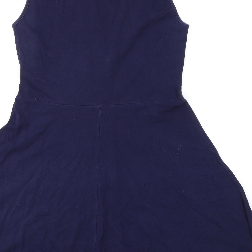 Dorothy Perkins Womens Blue Cotton Skater Dress Size 16 Collared Button - lac