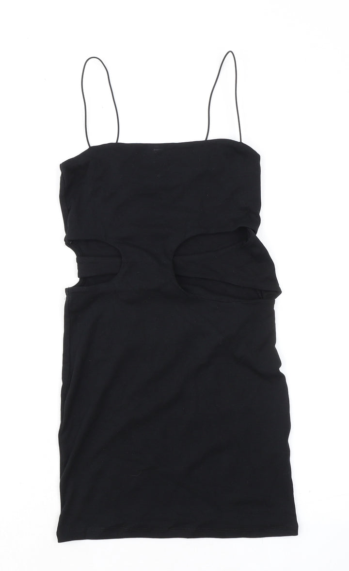 Zara Womens Black Polyester Bodycon Size M Square Neck Pullover