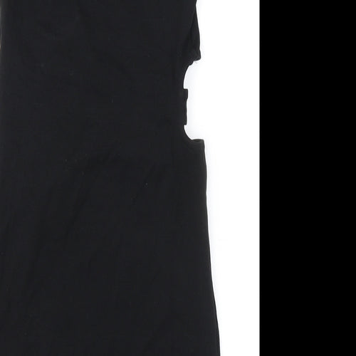 Zara Womens Black Polyester Bodycon Size M Square Neck Pullover