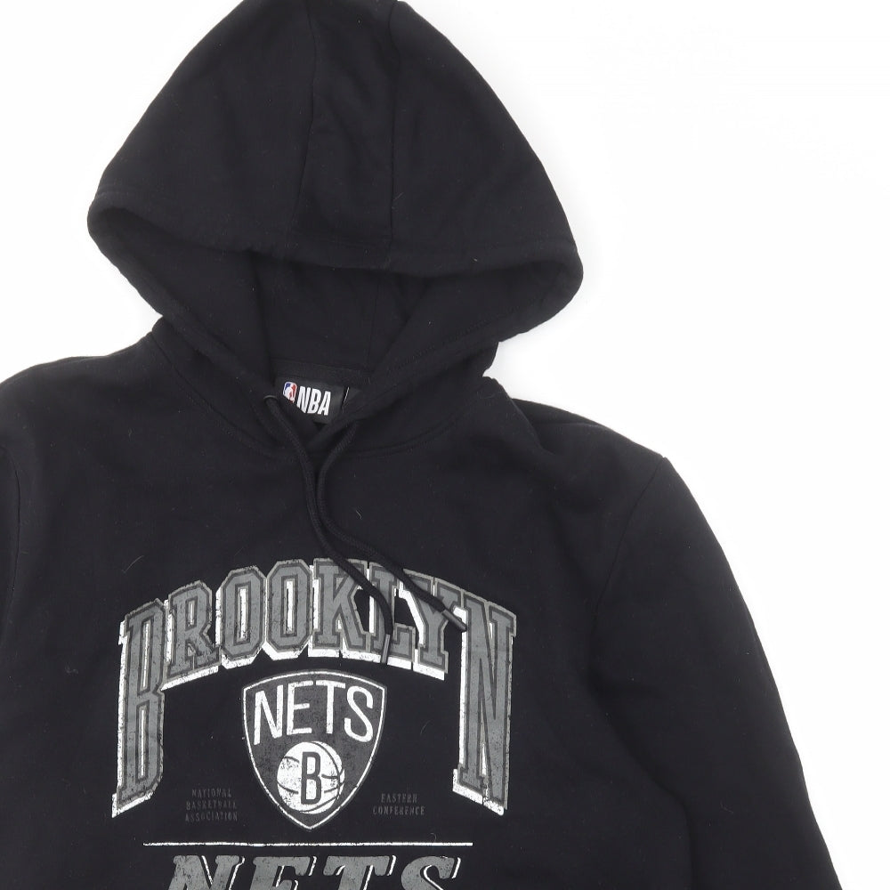 NBA Mens Black Cotton Pullover Hoodie Size L - Brooklyn Nets