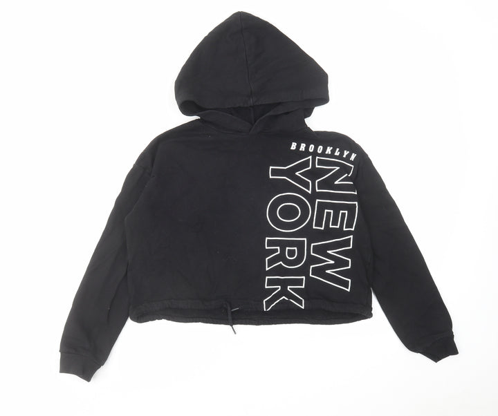 H&M Girls Black Cotton Pullover Hoodie Size 10-11 Years Pullover - Size 10-12 Years Brooklyn New York