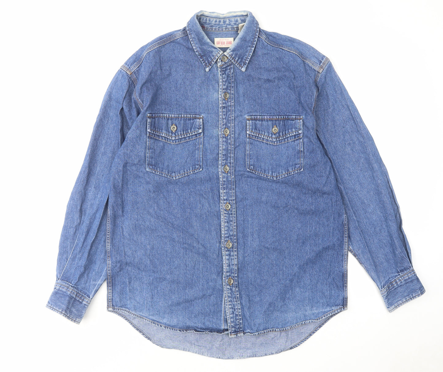 Gap Mens Blue Camel Button-Up Size M Collared Button