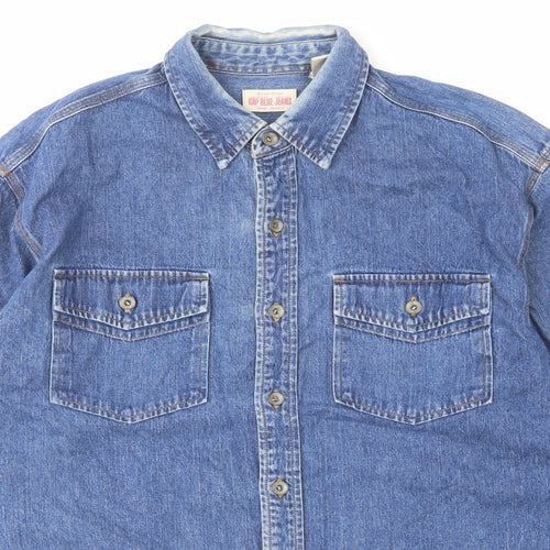 Gap Mens Blue Camel Button-Up Size M Collared Button