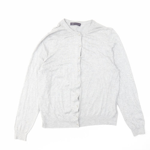 Marks and Spencer Womens Grey Round Neck Viscose Cardigan Jumper Size 18