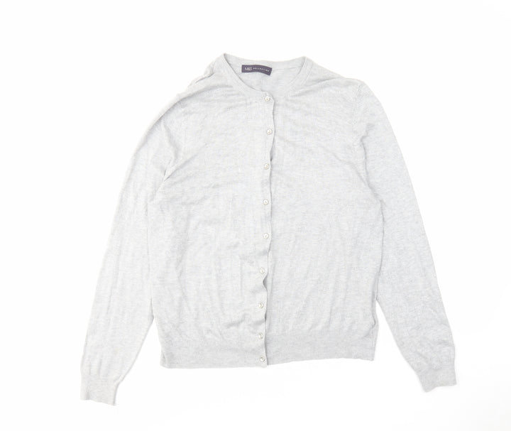 Marks and Spencer Womens Grey Round Neck Viscose Cardigan Jumper Size 18