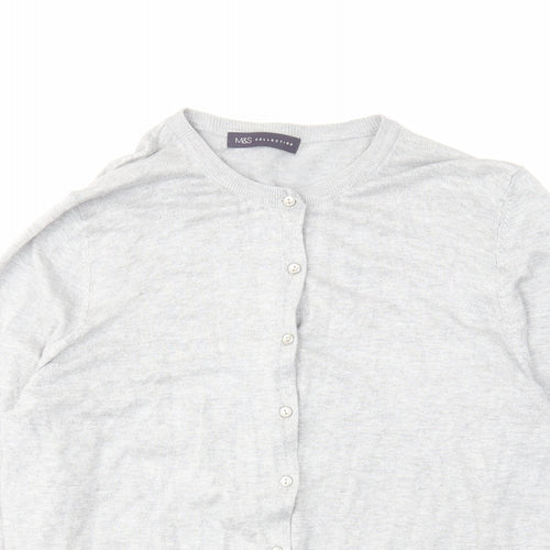 Marks and Spencer Womens Grey Round Neck Viscose Cardigan Jumper Size 18