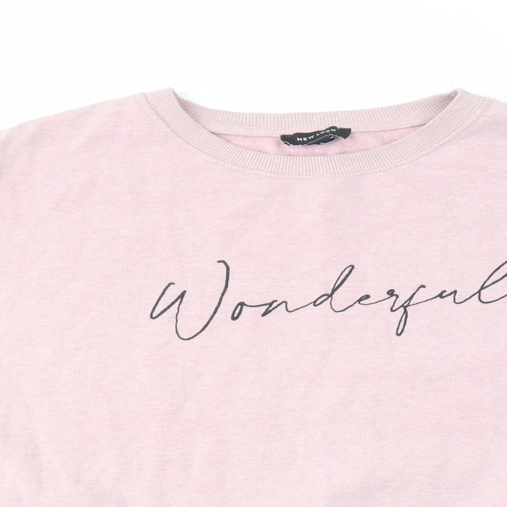 New Look Womens Pink Cotton Pullover Sweatshirt Size L Pullover - Wonderful