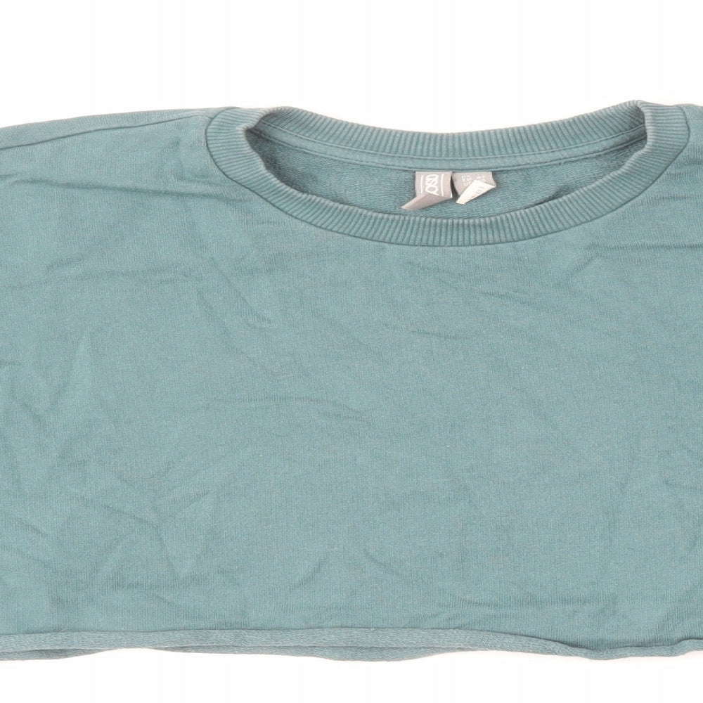 ASOS Womens Green Cotton Pullover Sweatshirt Size 14 Pullover - Cropped Raw Hem