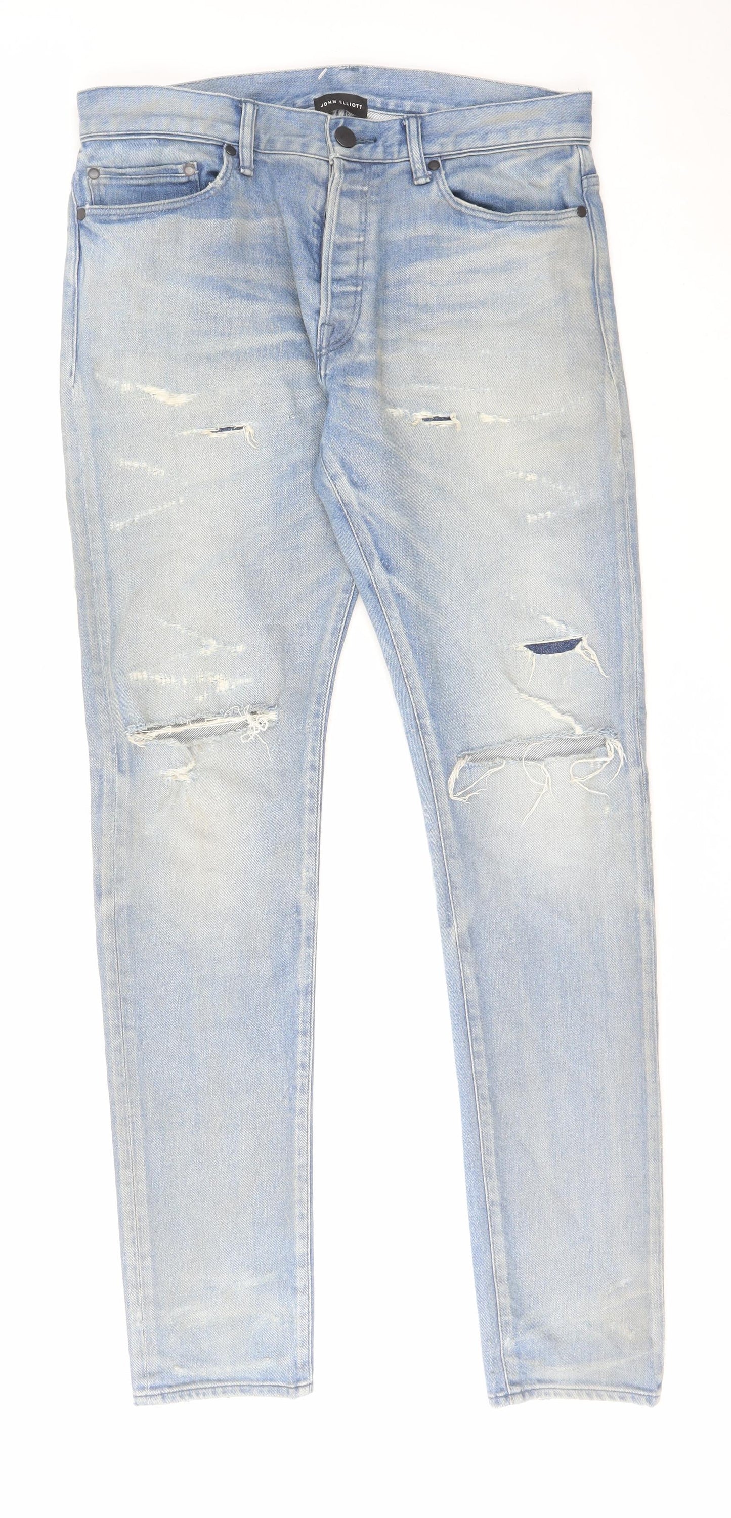 John Elliott Mens Blue Cotton Skinny Jeans Size 32 in L33 in Regular Zip