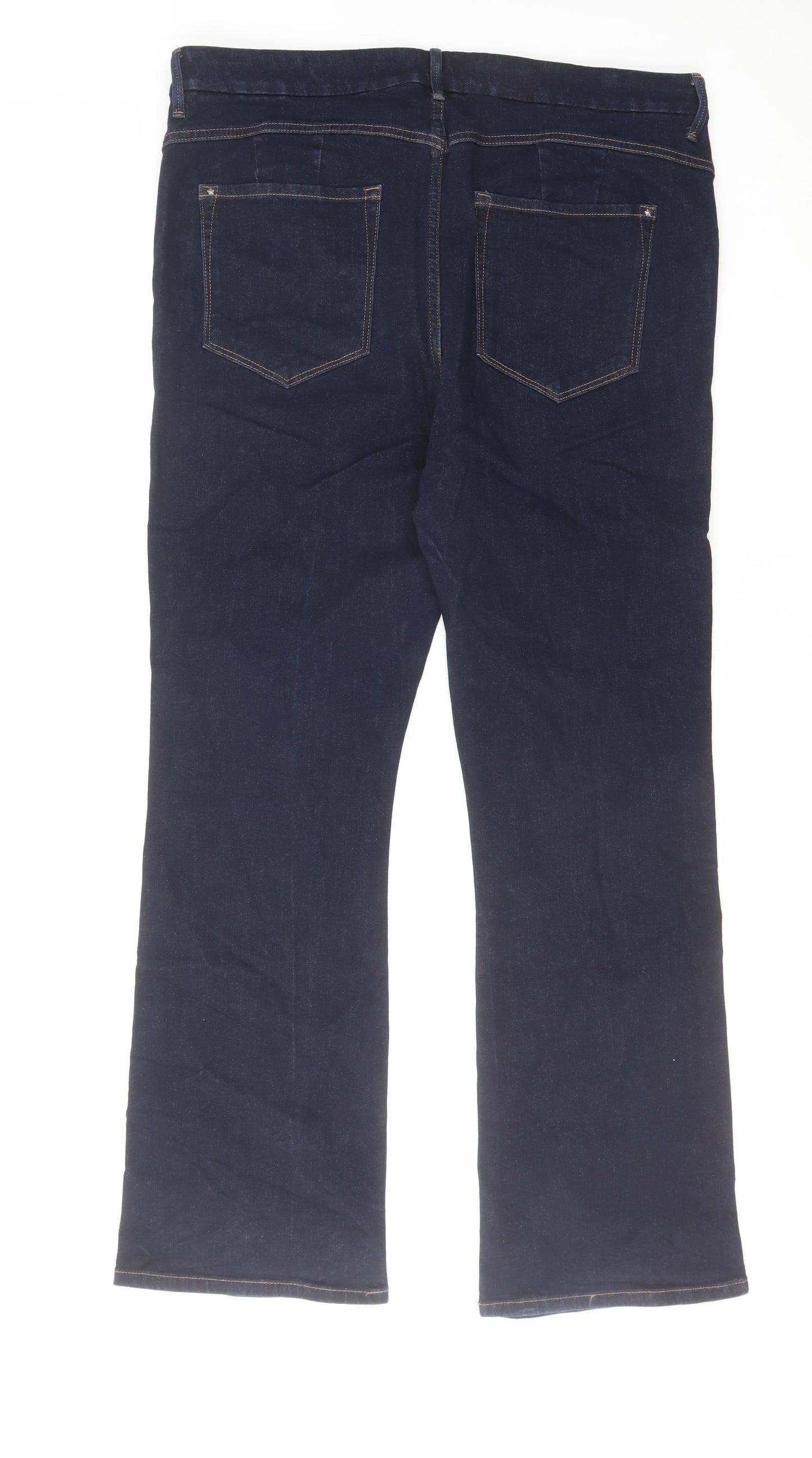 Marks and Spencer Womens Blue Cotton Bootcut Jeans Size 20 L30 in Regular Zip