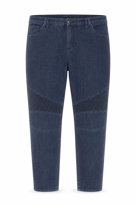 Front view of Rainbow women’s blue cotton capri jeans, size UK 26, 31-inch leg regular zip