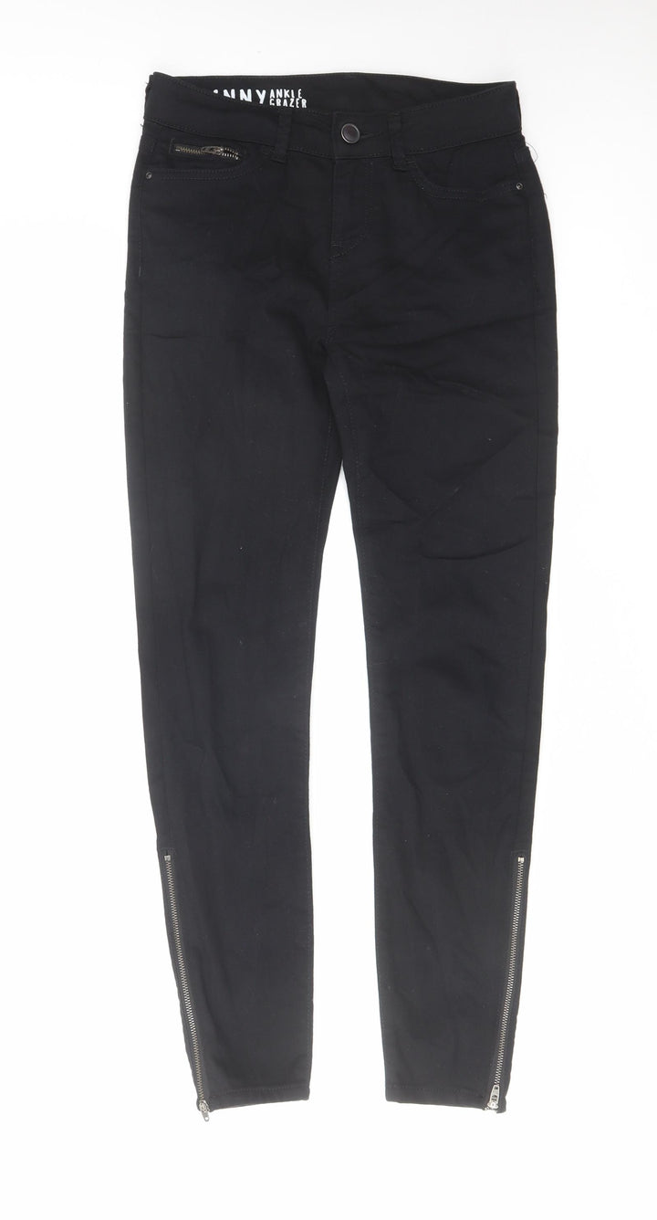 Marks and Spencer Womens Black Cotton Skinny Jeans Size 8 L27 in Regular Zip