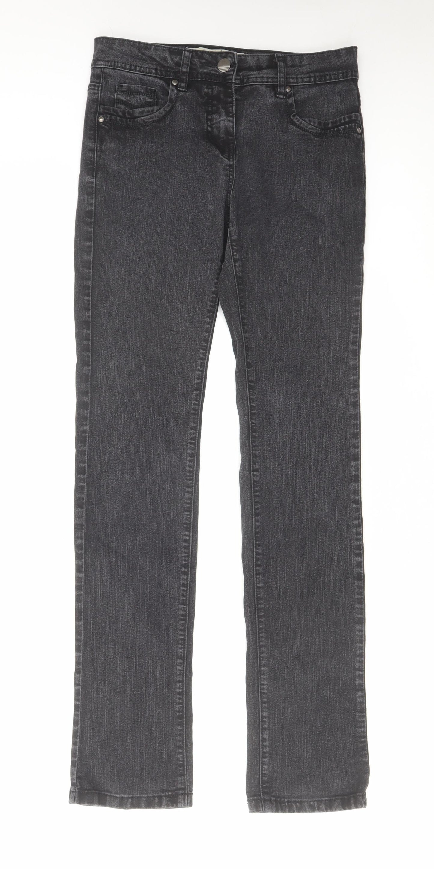 TU Womens Black Cotton Straight Jeans Size 8 L31 in Regular Zip
