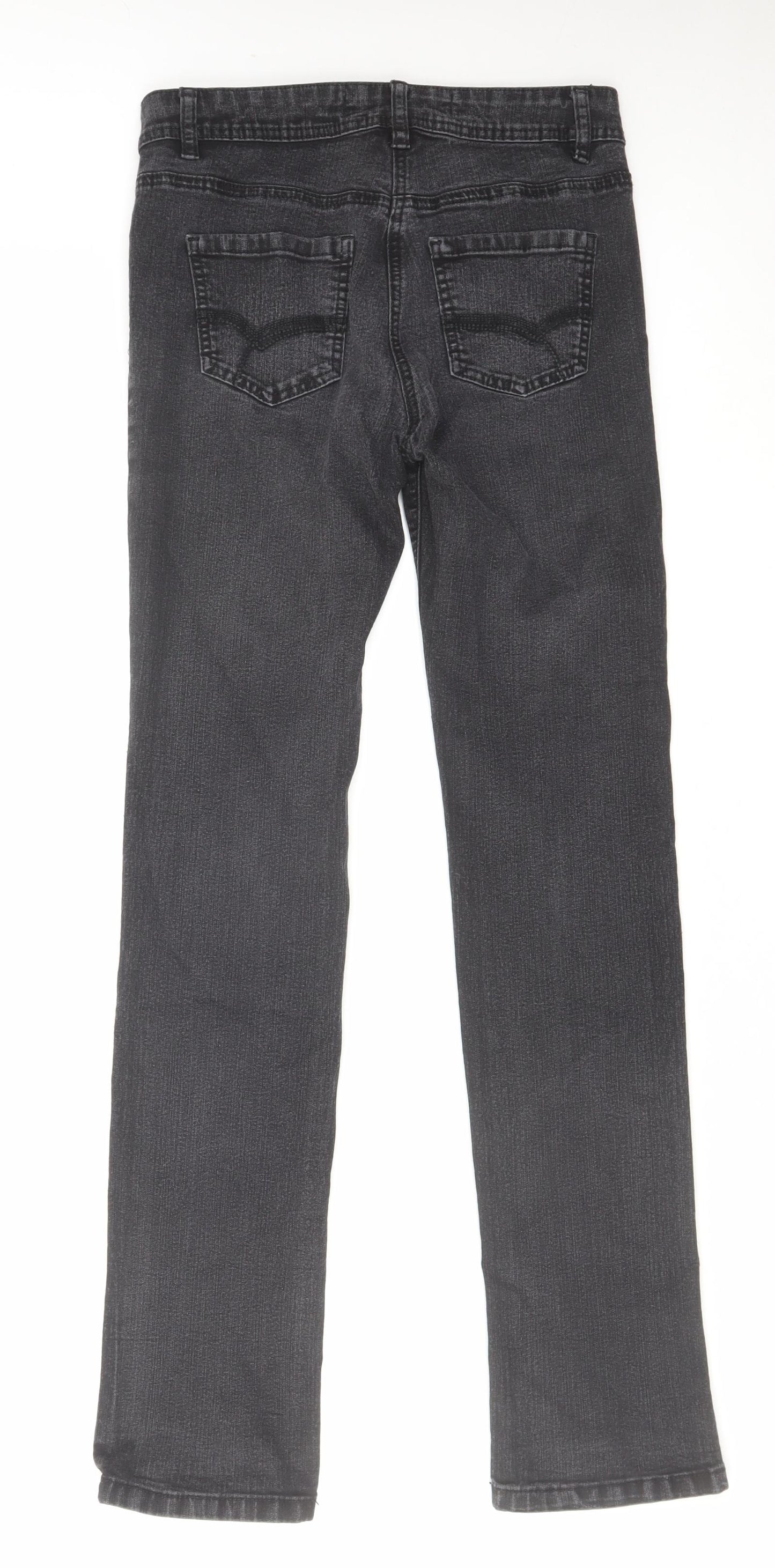 TU Womens Black Cotton Straight Jeans Size 8 L31 in Regular Zip