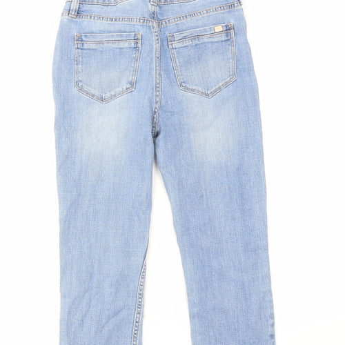 F&F Womens Blue Cotton Tapered Jeans Size 6 L21 in Regular Zip