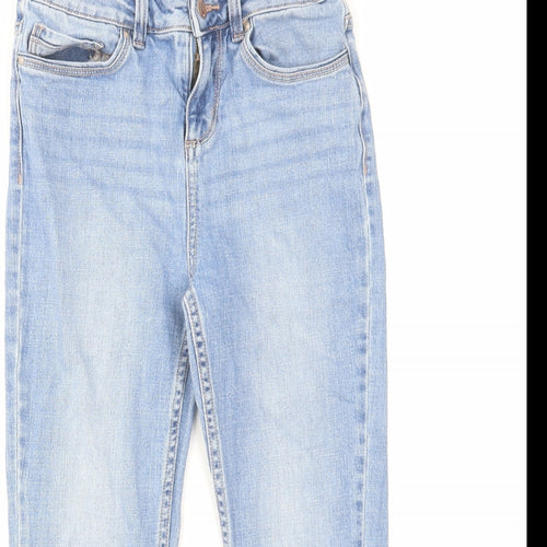 F&F Womens Blue Cotton Tapered Jeans Size 6 L21 in Regular Zip