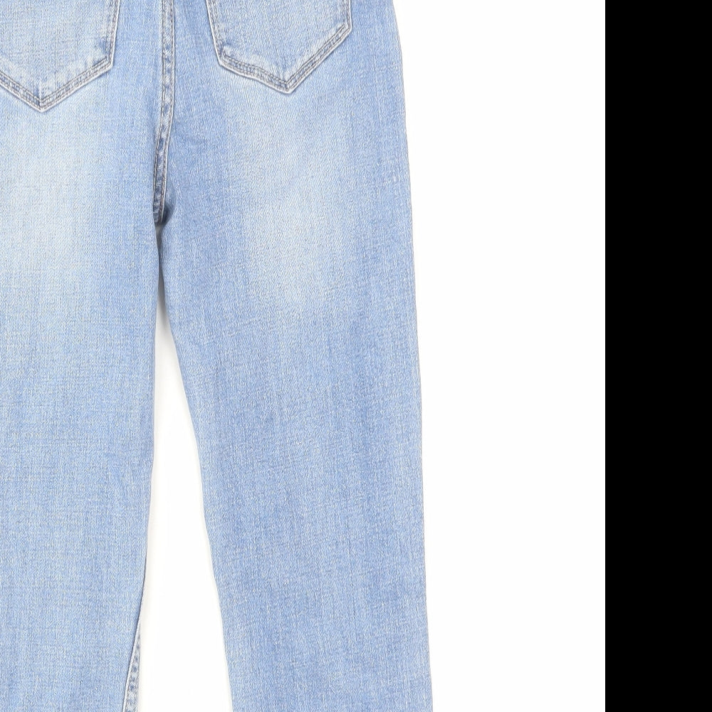 F&F Womens Blue Cotton Tapered Jeans Size 6 L21 in Regular Zip
