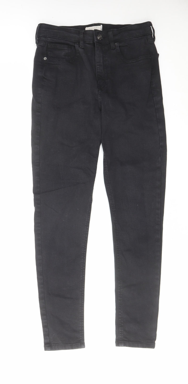Topshop Womens Black Cotton Skinny Jeans Size 28 in L32 in Regular Zip